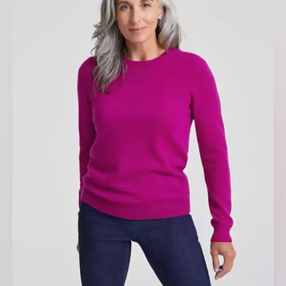 Charter Club Cashmere Fuchsia Crew Neck Sweater